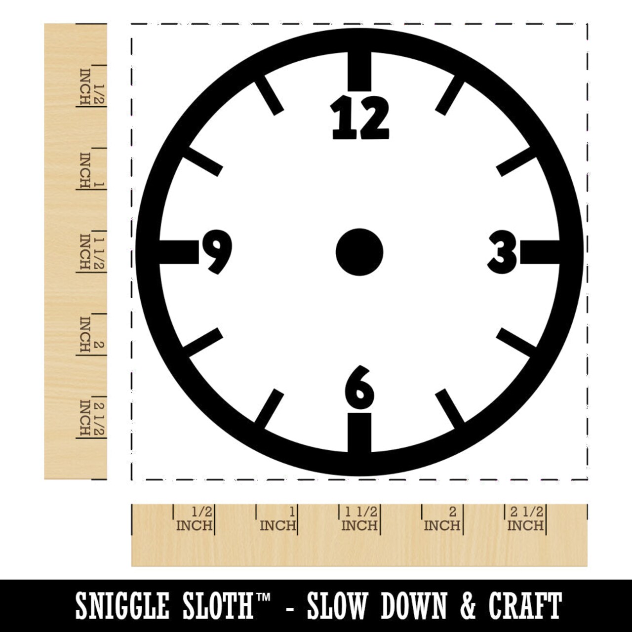 Blank Clock Telling Time Numbers Math Teacher School Square Rubber Stamp for Stamping Crafting